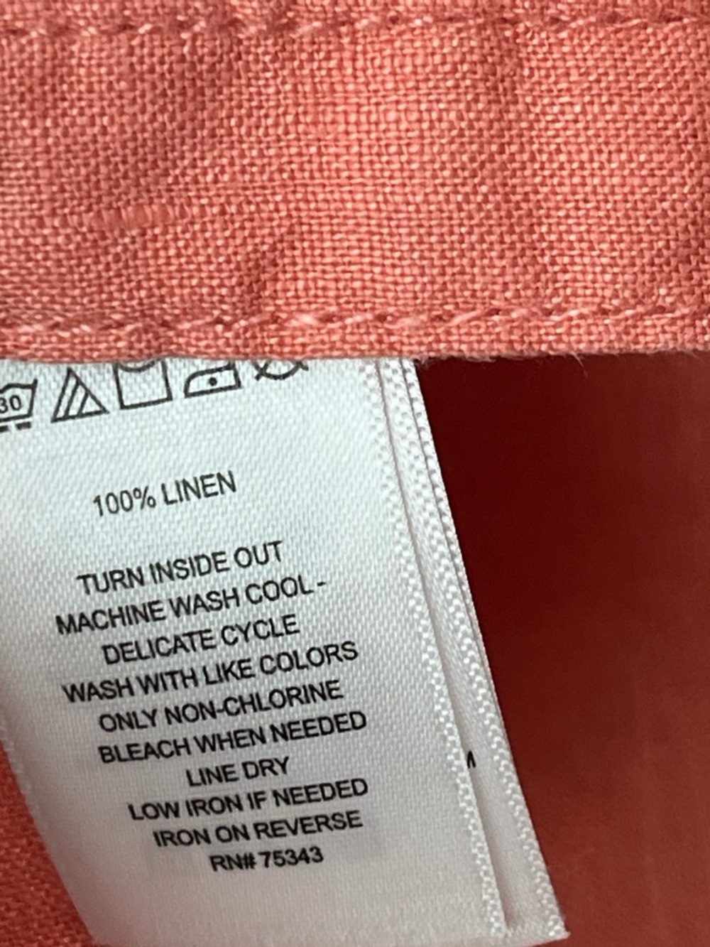 New without tag SIGRID OLSEN! 100% LINEN women Button-Down Shirt in 🪸 corral XL - Picture 5 of 6
